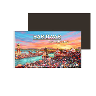 dhcrafts Rectangular Fridge Magnet Multicolor Maharashtra Haridwar The Holy Land Design Pack of 1 (8.6cm x 5.4cm)