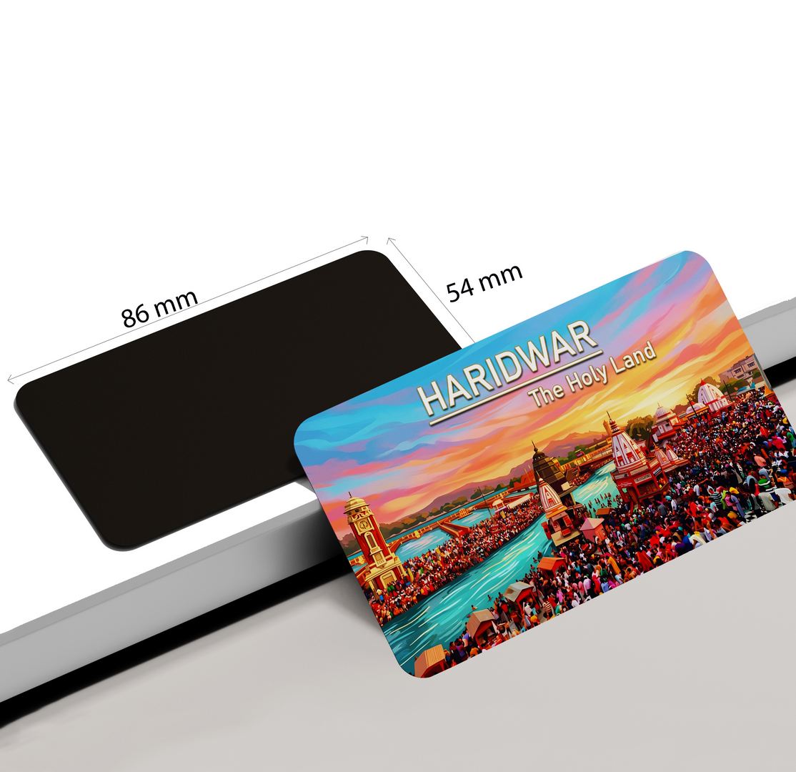 dhcrafts Rectangular Fridge Magnet Multicolor Maharashtra Haridwar The Holy Land Design Pack of 1 (8.6cm x 5.4cm)