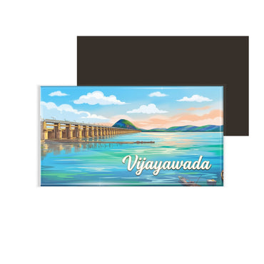 dhcrafts Rectangular Fridge Magnet Multicolor Andhra Pradesh Vijayawada D1 Design Pack of 1 (8.6cm x 5.4cm)