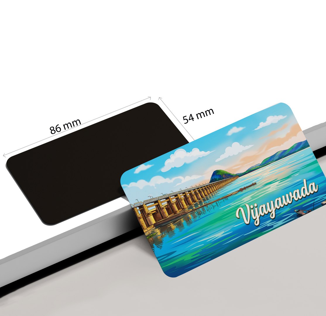 dhcrafts Rectangular Fridge Magnet Multicolor Andhra Pradesh Vijayawada D1 Design Pack of 1 (8.6cm x 5.4cm)