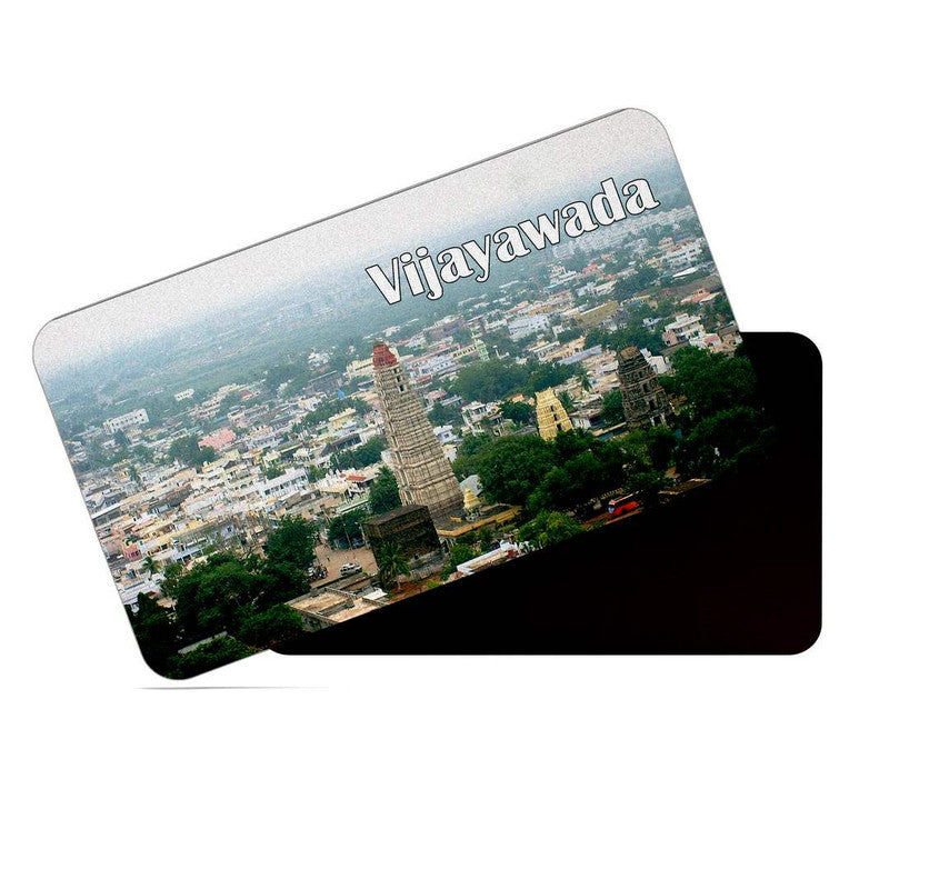 dhcrafts Rectangular Rubber Fridge Magnet / Magnetic Card Multicolor Andhra Pradesh Vijayawada D2 Design Pack of 1 (8.6cm x 5.4cm)