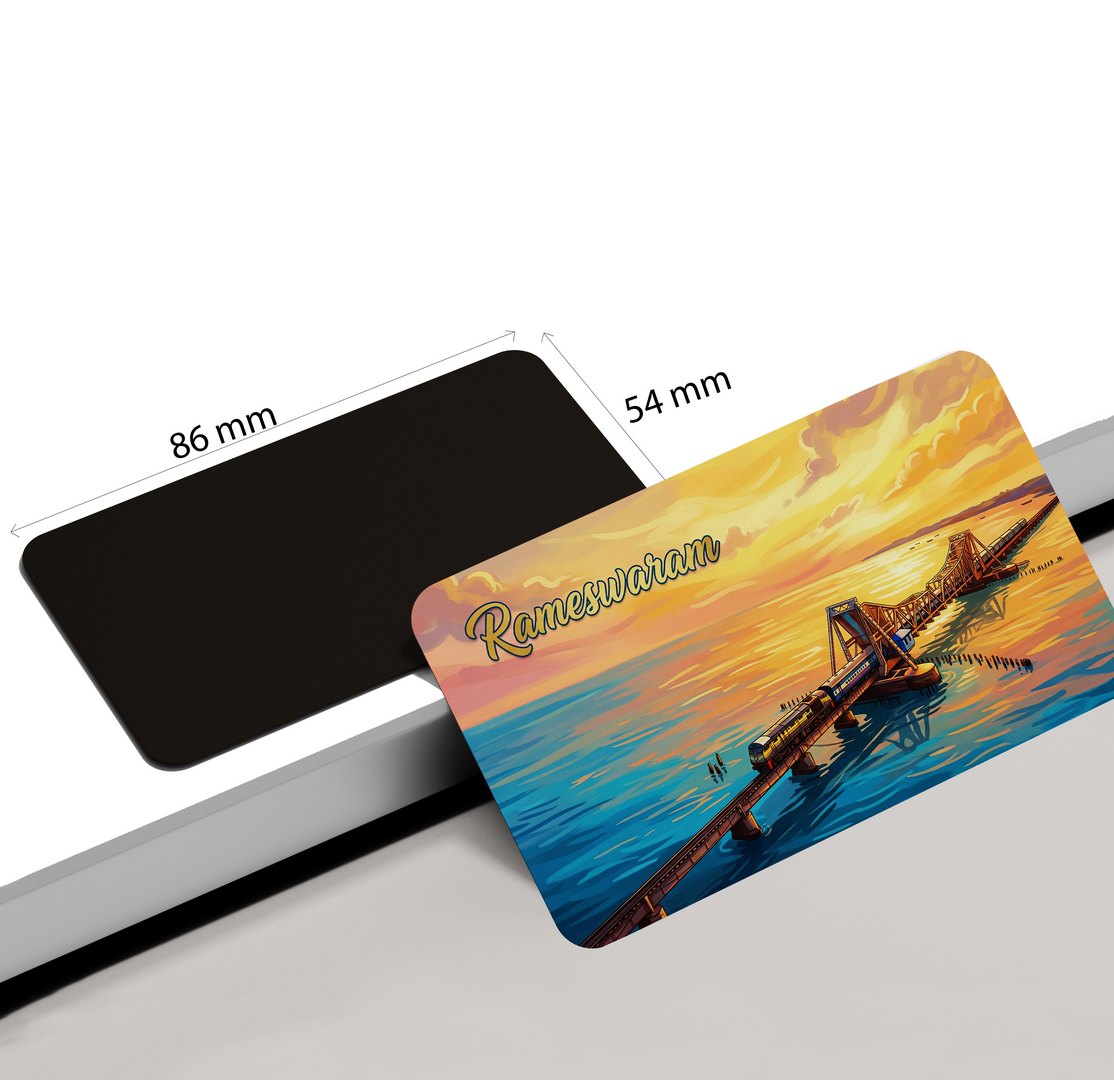 dhcrafts Rectangular Fridge Magnet Multicolor Tamil Nadu Rameswaram D1 Design Pack of 1 (8.6cm x 5.4cm)