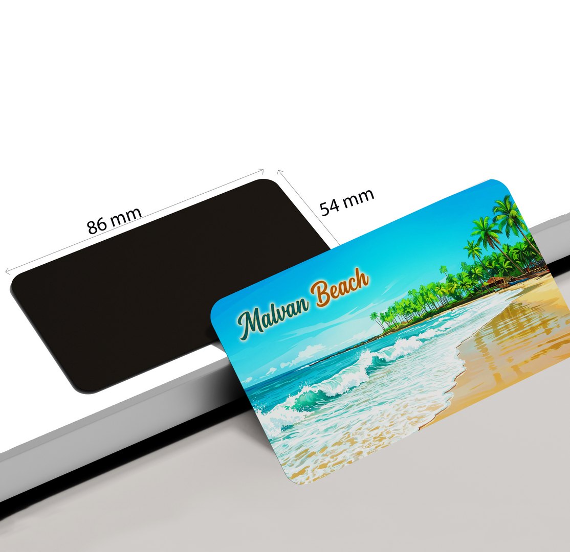 dhcrafts Rectangular Fridge Magnet Multicolor Maharashtra Malvan Beach Design Pack of 1 (8.6cm x 5.4cm)
