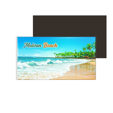 dhcrafts Rectangular Fridge Magnet Multicolor Maharashtra Malvan Beach Design Pack of 1 (8.6cm x 5.4cm)