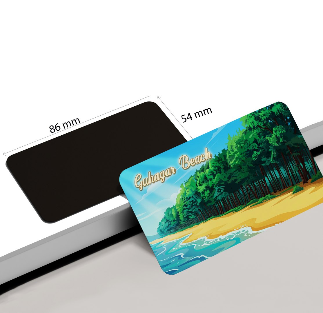 dhcrafts Rectangular Fridge Magnet Multicolor Maharashtra Guhagar Beach Design Pack of 1 (8.6cm x 5.4cm)