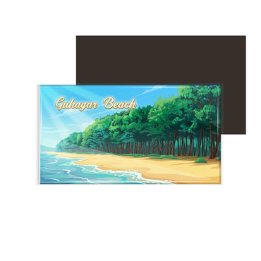 dhcrafts Rectangular Fridge Magnet Multicolor Maharashtra Guhagar Beach Design Pack of 1 (8.6cm x 5.4cm)