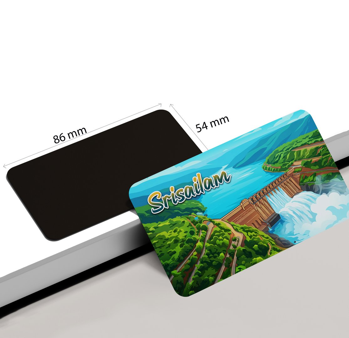 dhcrafts Rectangular Fridge Magnet Multicolor Andhra Pradesh Srisailam Design Pack of 1 (8.6cm x 5.4cm)