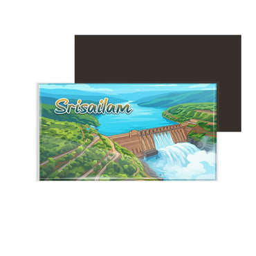 dhcrafts Rectangular Fridge Magnet Multicolor Andhra Pradesh Srisailam Design Pack of 1 (8.6cm x 5.4cm)