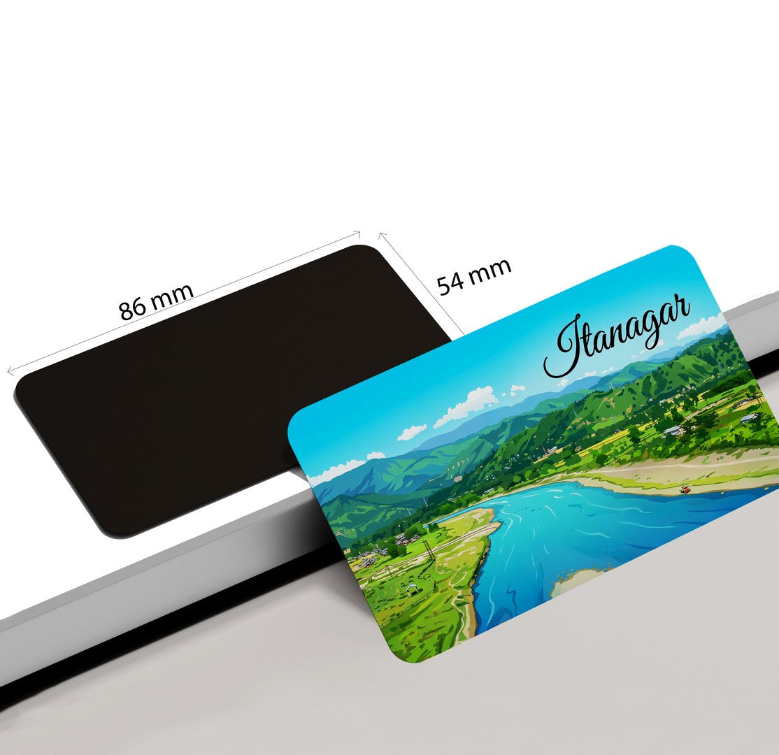 dhcrafts Rectangular Fridge Magnet Multicolor Arunachal Pradesh Itanagar Design Pack of 1 (8.6cm x 5.4cm)