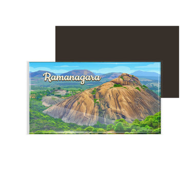 dhcrafts Rectangular Fridge Magnet Multicolor Karnataka Ramanagara Design Pack of 1 (8.6cm x 5.4cm)