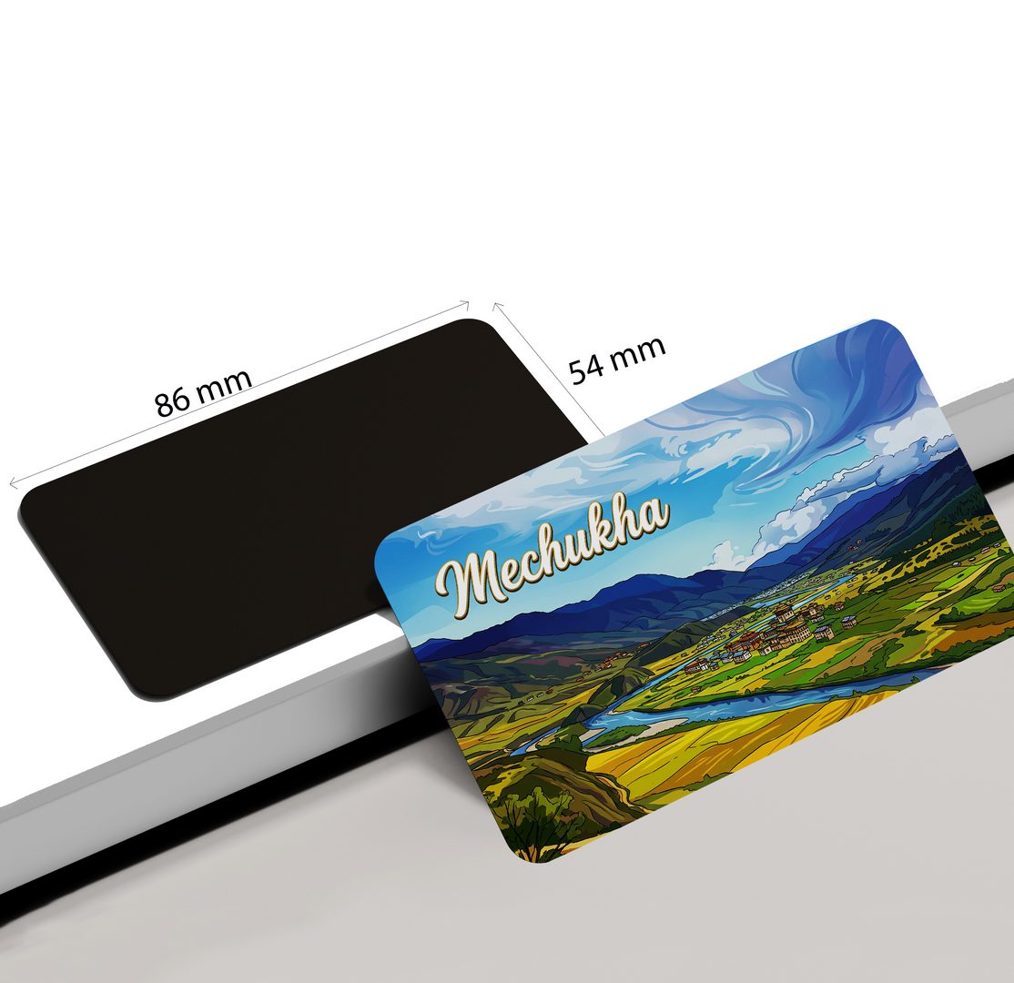 dhcrafts Rectangular Fridge Magnet Multicolor Arunachal Pradesh Mechukha Design Pack of 1 (8.6cm x 5.4cm)