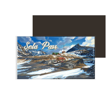 dhcrafts Rectangular Fridge Magnet Multicolor Arunachal Pradesh Sela Pass Design Pack of 1 (8.6cm x 5.4cm)