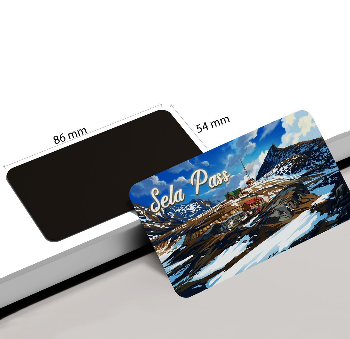 dhcrafts Rectangular Fridge Magnet Multicolor Arunachal Pradesh Sela Pass Design Pack of 1 (8.6cm x 5.4cm)