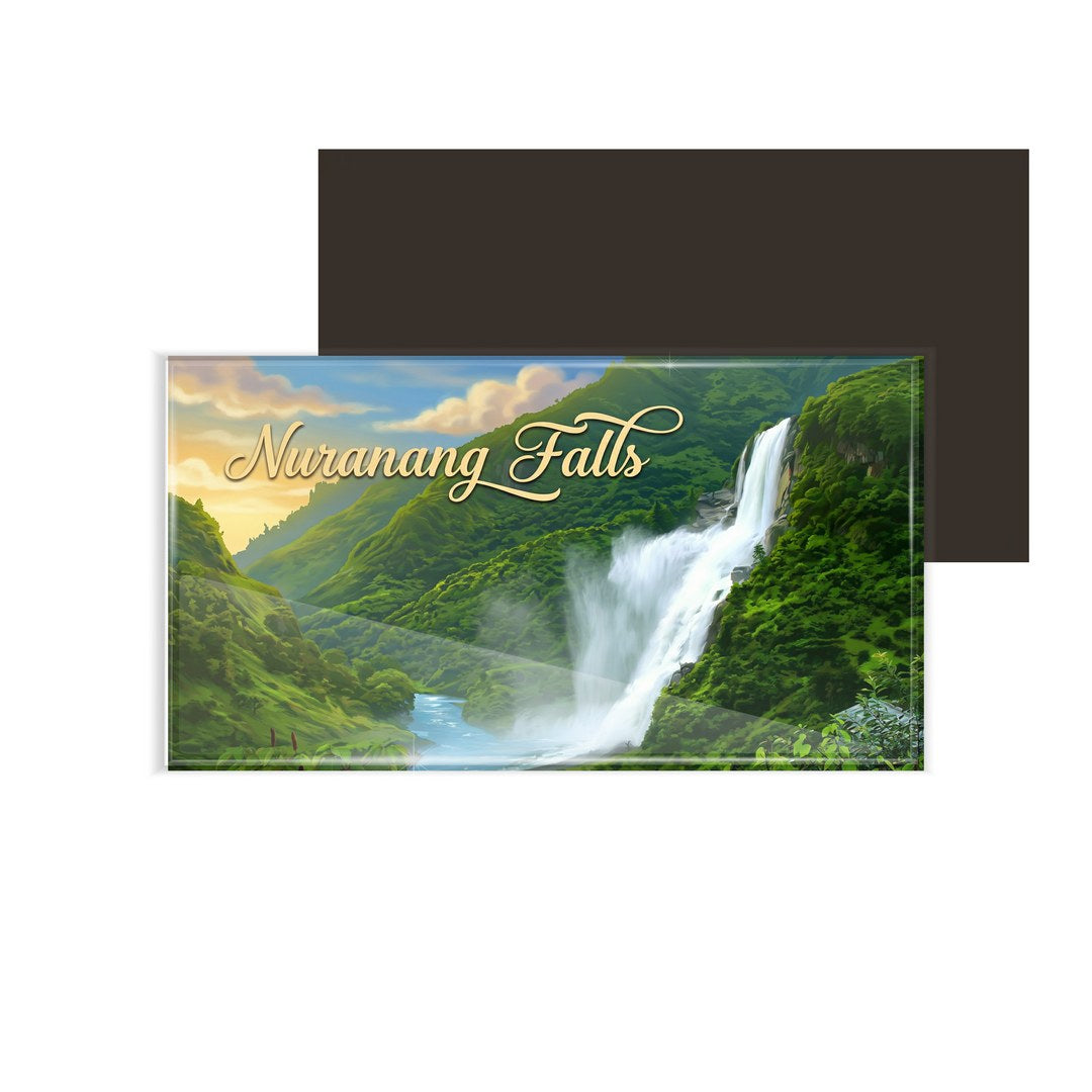 dhcrafts Rectangular Fridge Magnet Multicolor Arunachal Pradesh Nuranang Falls Design Pack of 1 (8.6cm x 5.4cm)