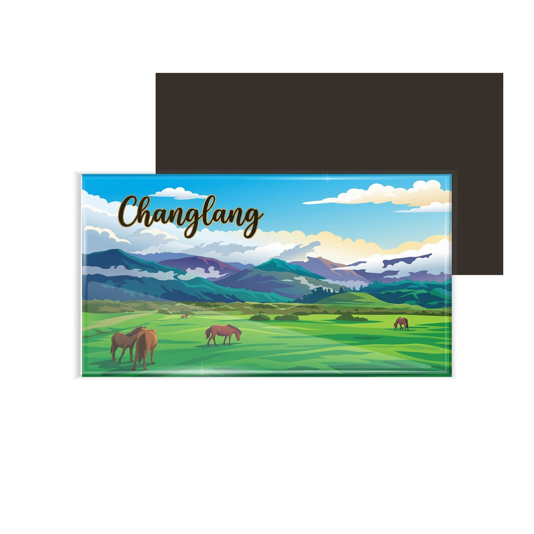 dhcrafts Rectangular Fridge Magnet Multicolor Arunachal Pradesh Changlang Design Pack of 1 (8.6cm x 5.4cm)