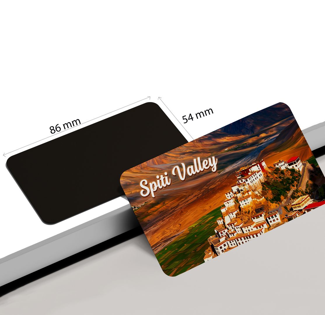 dhcrafts Rectangular Fridge Magnet Multicolor Himachal Pradesh Spiti Valley Design Pack of 1 (8.6cm x 5.4cm)
