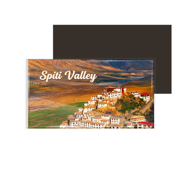 dhcrafts Rectangular Fridge Magnet Multicolor Himachal Pradesh Spiti Valley Design Pack of 1 (8.6cm x 5.4cm)