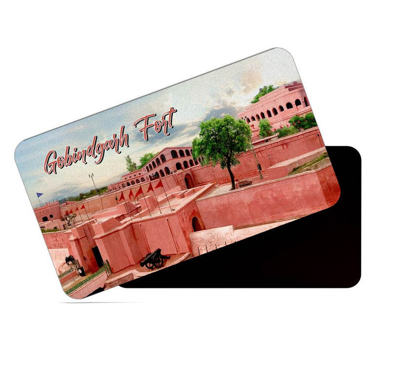 dhcrafts Rectangular Rubber Fridge Magnet / Magnetic Card Multicolor Punjab Gobindgarh Fort Design Pack of 1 (8.6cm x 5.4cm)