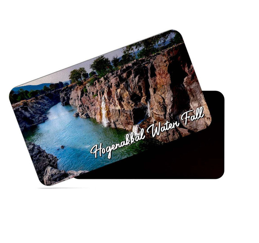 dhcrafts Rectangular Rubber Fridge Magnet / Magnetic Card Multicolor Tamil Nadu Hogenakkal Water Fall Design Pack of 1 (8.6cm x 5.4cm)