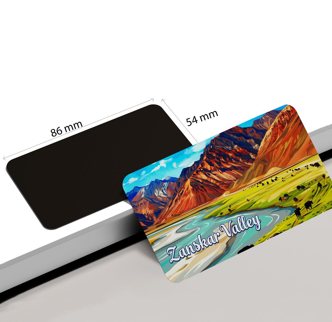 dhcrafts Rectangular Fridge Magnet Multicolor Ladakh Zanskar Valley Design Pack of 1 (8.6cm x 5.4cm)