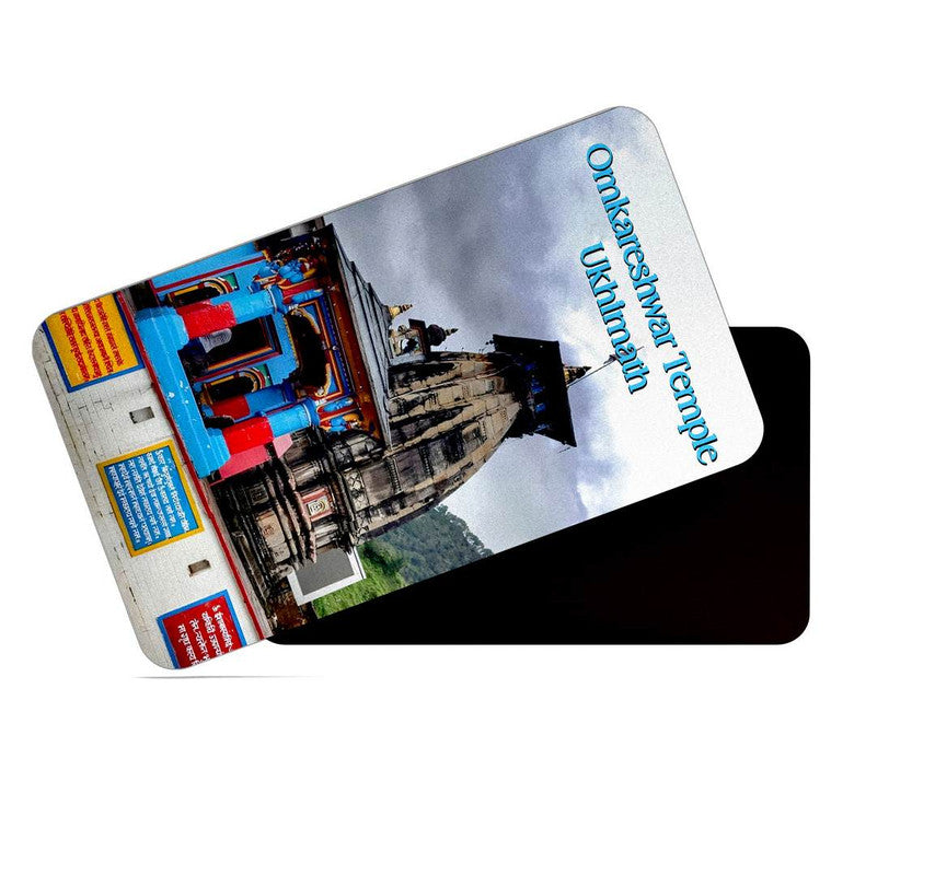 dhcrafts Rectangular Rubber Fridge Magnet / Magnetic Card Multicolor Karnataka Omkareshwara Temple Design Pack of 1 (8.6cm x 5.4cm)