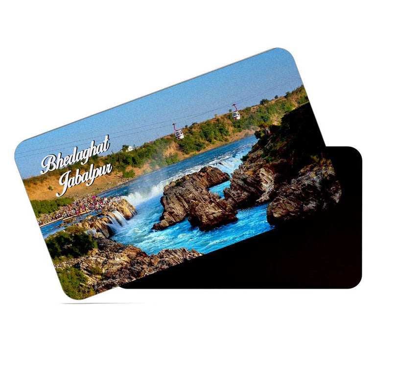 dhcrafts Rectangular Rubber Fridge Magnet / Magnetic Card Multicolor Madhya Pradesh Bhedaghat Jabalpur Design Pack of 1 (8.6cm x 5.4cm)