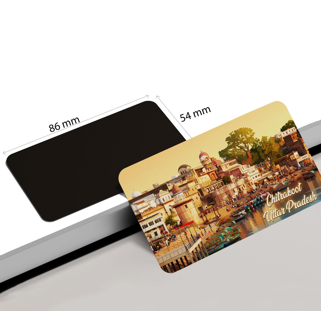 dhcrafts Rectangular Fridge Magnet Multicolor Uttar Pradesh Chitrakoot Design Pack of 1 (8.6cm x 5.4cm)