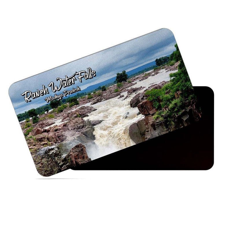 dhcrafts Rectangular Rubber Fridge Magnet / Magnetic Card Multicolor Madhya Pradesh Ranesh Water Falls Design Pack of 1 (8.6cm x 5.4cm)