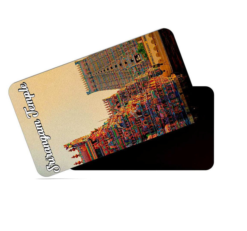 dhcrafts Rectangular Rubber Fridge Magnet / Magnetic Card Multicolor Tamil Nadu Srirangam Temple Design Pack of 1 (8.6cm x 5.4cm)