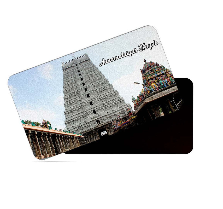 dhcrafts Rectangular Rubber Fridge Magnet / Magnetic Card Multicolor Tamil Nadu Annamalaiyar Temple Design Pack of 1 (8.6cm x 5.4cm)