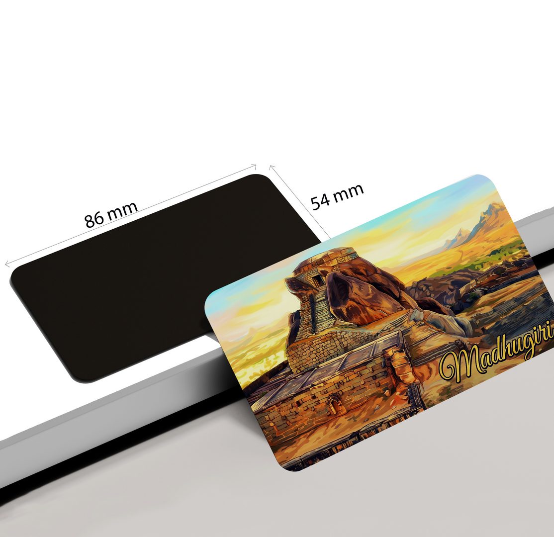 dhcrafts Rectangular Fridge Magnet Multicolor Karnataka Madhugiri Design Pack of 1 (8.6cm x 5.4cm)