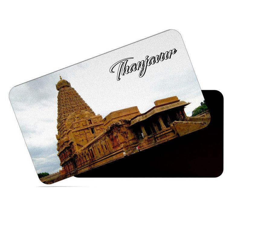 dhcrafts Rectangular Rubber Fridge Magnet / Magnetic Card Multicolor Tamil Nadu Thanjavur D2 Design Pack of 1 (8.6cm x 5.4cm)
