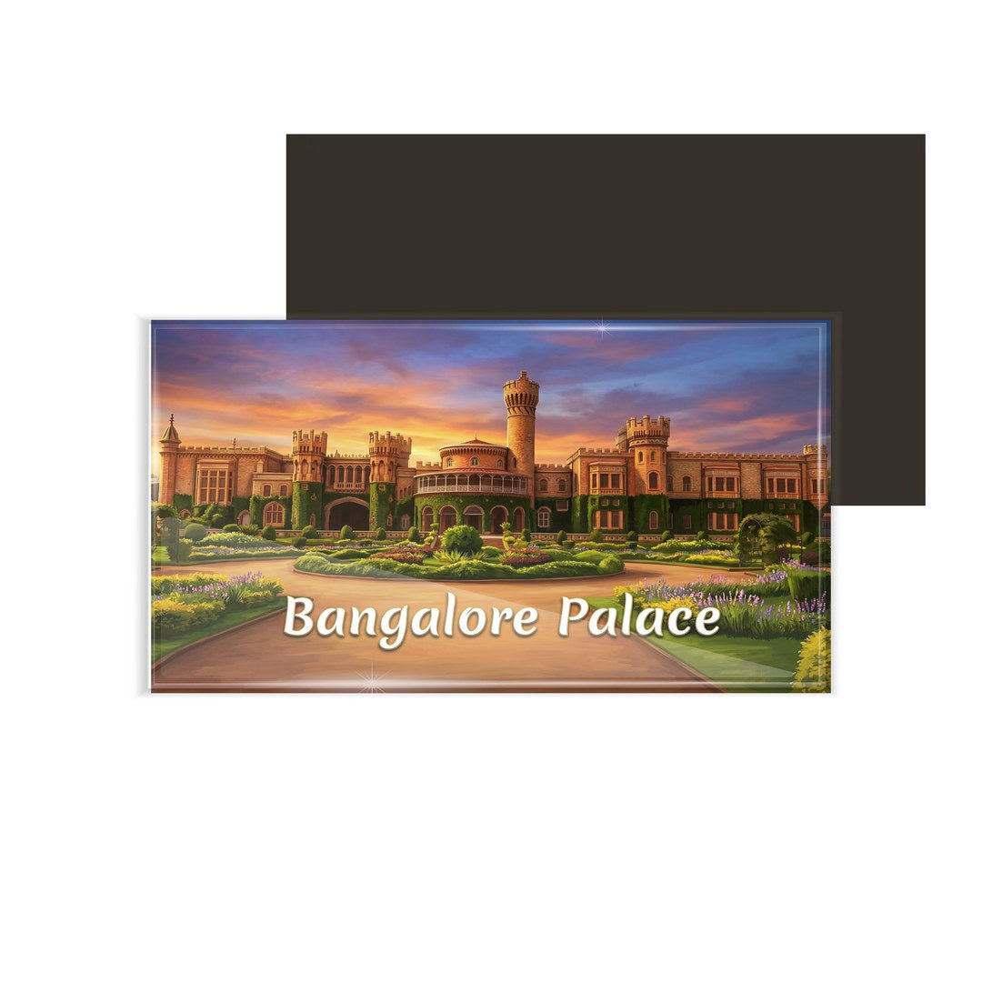 dhcrafts Rectangular Fridge Magnet Multicolor Karnataka Bangalor Palace Design Pack of 1 (8.6cm x 5.4cm)