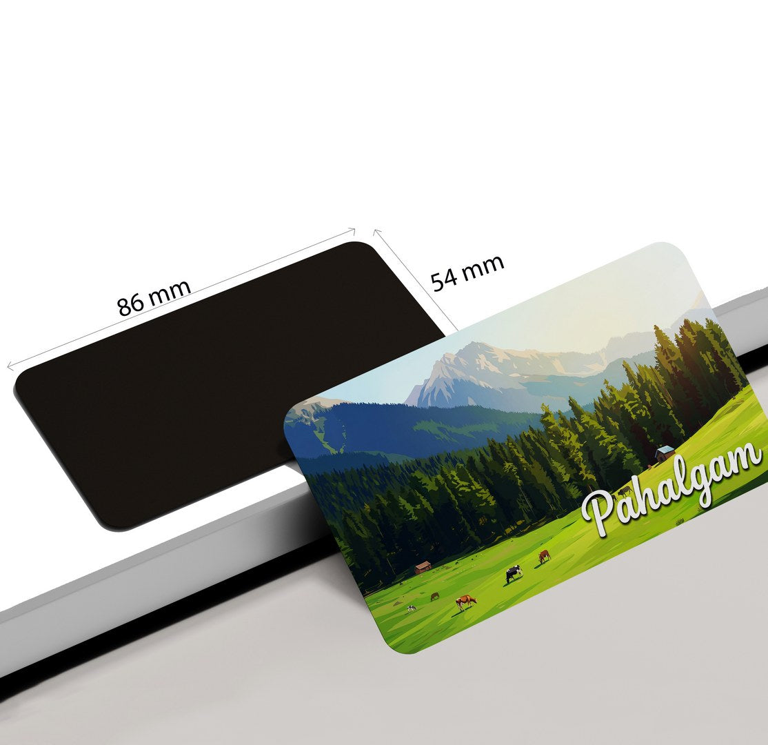 dhcrafts Rectangular Fridge Magnet Multicolor Jammu and Kashmir Pahalgam Design Pack of 1 (8.6cm x 5.4cm)