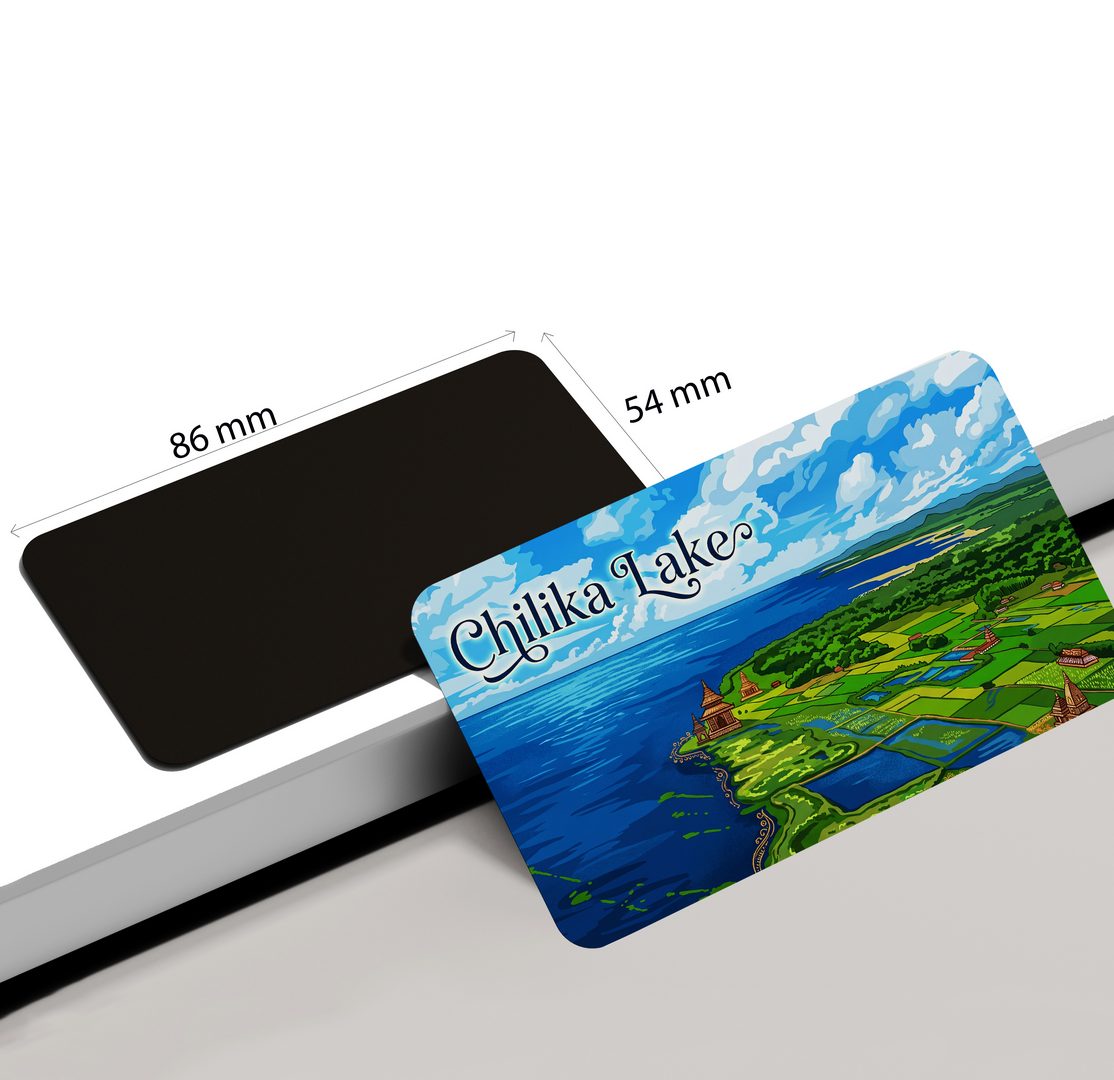 dhcrafts Rectangular Fridge Magnet Multicolor Odisha Chilka Lake Design Pack of 1 (8.6cm x 5.4cm)