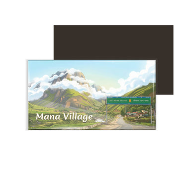 dhcrafts Rectangular Fridge Magnet Multicolor Uttarakhand Mana Village Design Pack of 1 (8.6cm x 5.4cm)