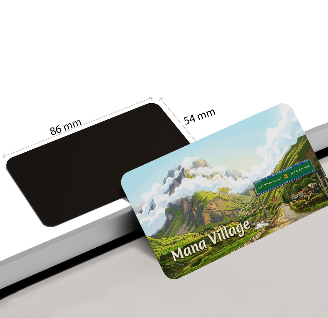 dhcrafts Rectangular Fridge Magnet Multicolor Uttarakhand Mana Village Design Pack of 1 (8.6cm x 5.4cm)