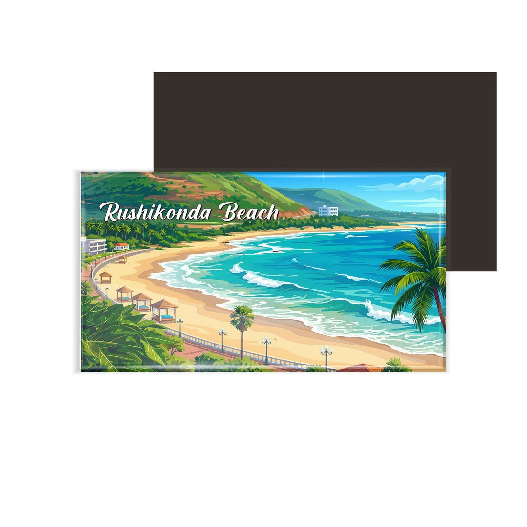 dhcrafts Rectangular Fridge Magnet Multicolor Andhra Pradesh Rushikonda Beach Design Pack of 1 (8.6cm x 5.4cm)