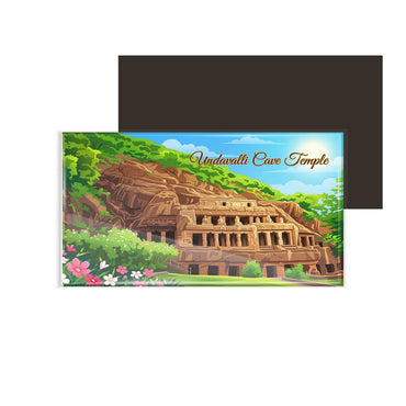 dhcrafts Rectangular Fridge Magnet Multicolor Andhra Pradesh Undavalli Cave Temple Design Pack of 1 (8.6cm x 5.4cm)