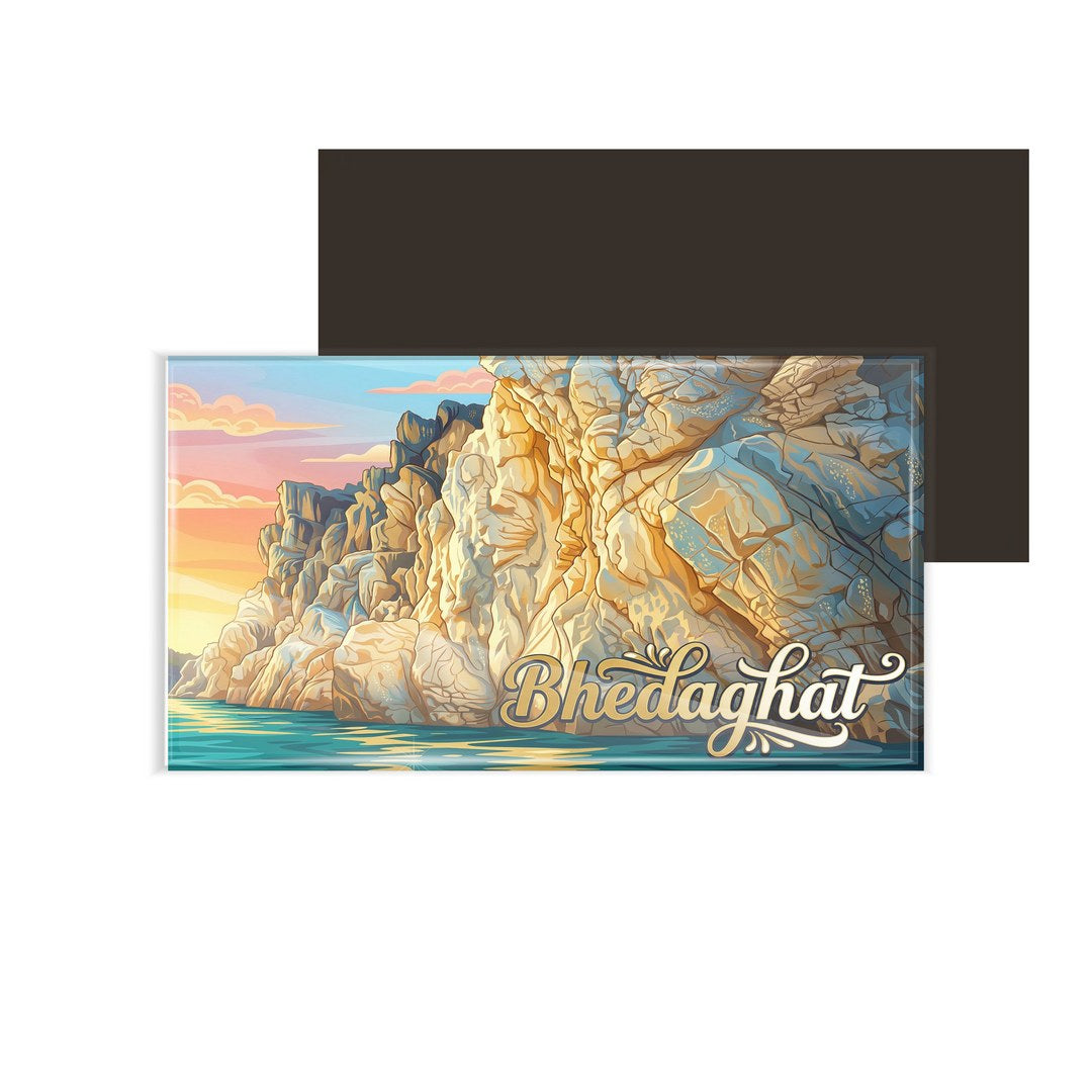 dhcrafts Rectangular Fridge Magnet Multicolor Madhya Pradesh Bhedaghat Design Pack of 1 (8.6cm x 5.4cm)