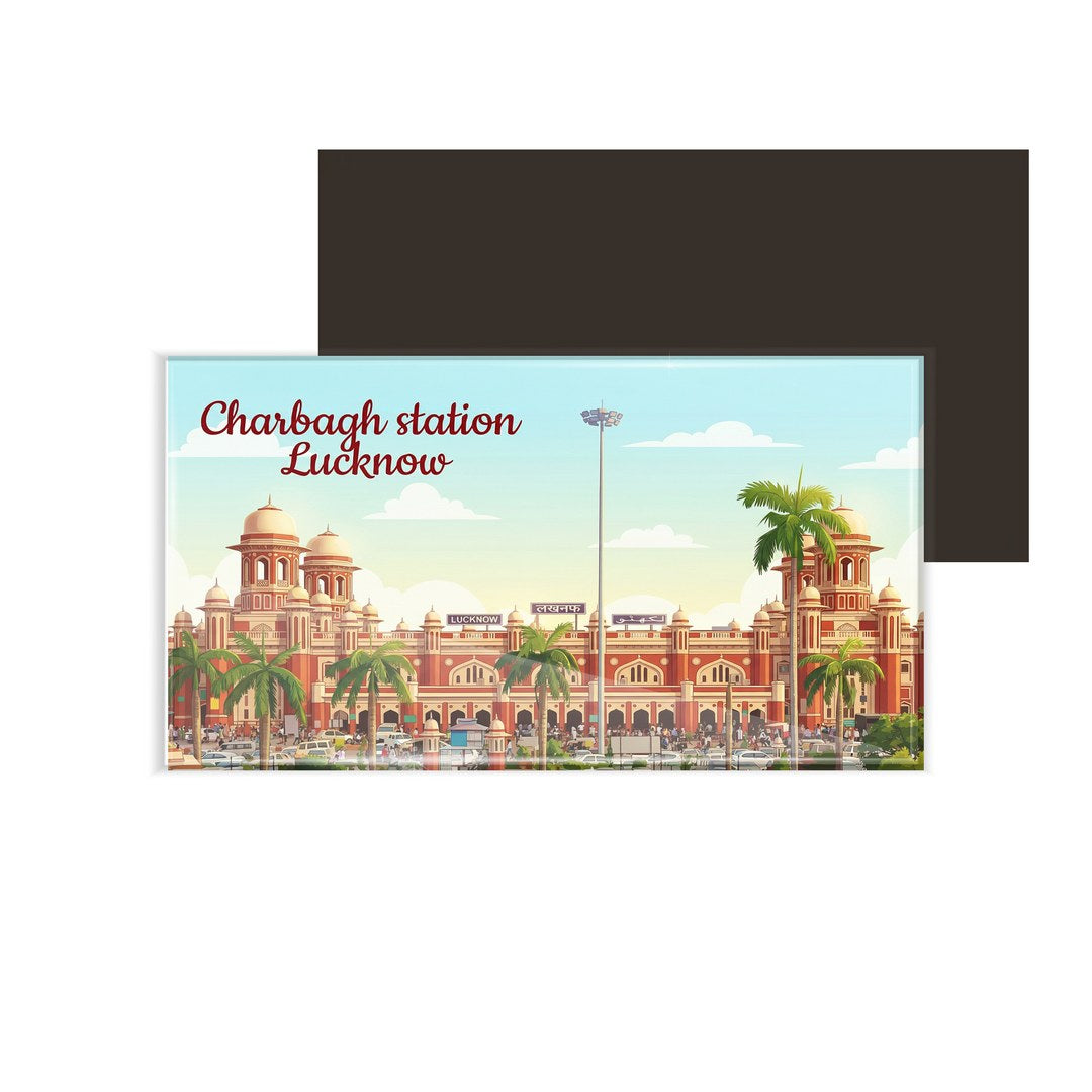 dhcrafts Rectangular Fridge Magnet Multicolor Uttar Pradesh charbagh railway station Design Pack of 1 (8.6cm x 5.4cm)
