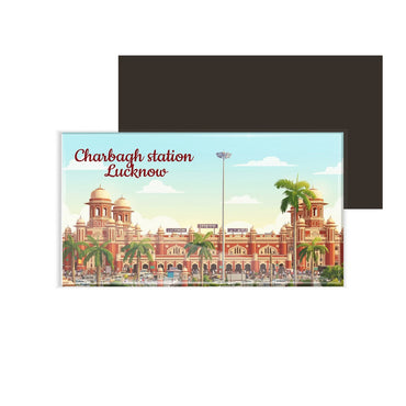 dhcrafts Rectangular Fridge Magnet Multicolor Uttar Pradesh charbagh railway station Design Pack of 1 (8.6cm x 5.4cm)