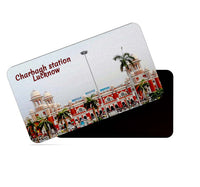 dhcrafts Multicolor Uttar Pradesh Charbagh Station Lucknow Design Rectangular Rubber Matte Finish Fridge Magnet / Magnetic Card Pack of 1 (8.6cm x 5.4cm)