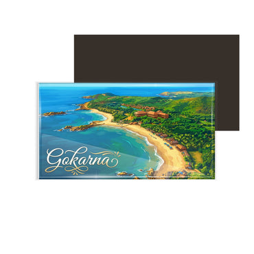 dhcrafts Multicolor Karnataka Gokarna Design Rectangular Fridge Magnet Pack of 1 (8.6cm x 5.4cm)