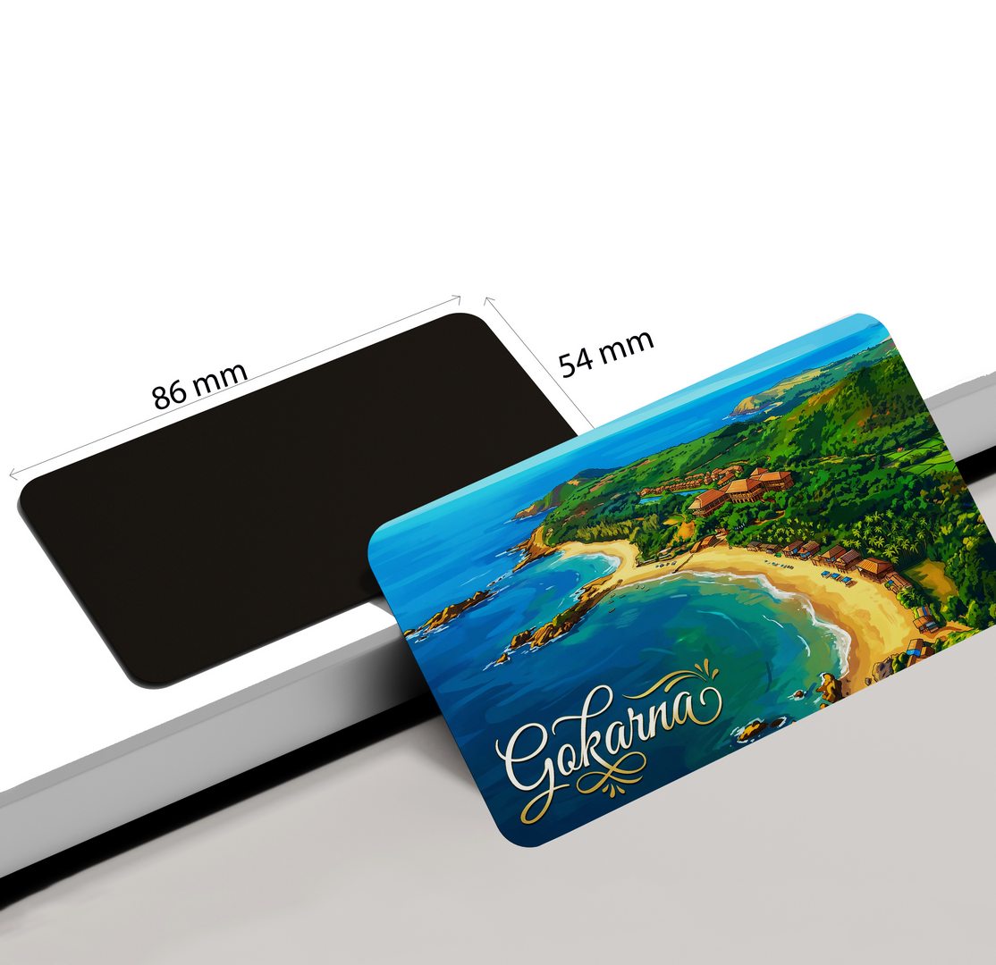 dhcrafts Multicolor Karnataka Gokarna Design Rectangular Fridge Magnet Pack of 1 (8.6cm x 5.4cm)
