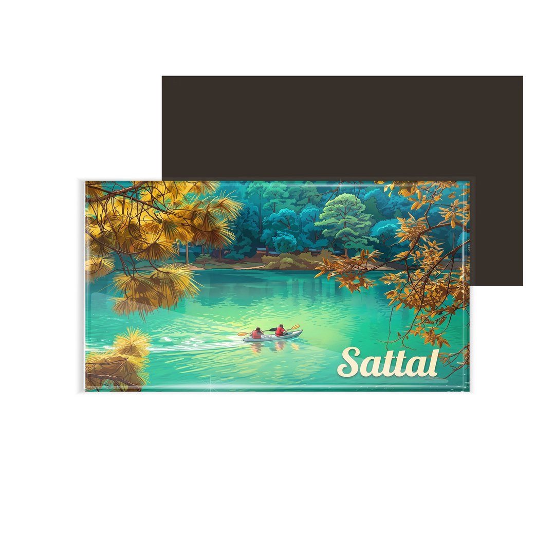 dhcrafts Multicolor Uttarakhand Sattal Design Rectangular Fridge Magnet Pack of 1 (8.6cm x 5.4cm)
