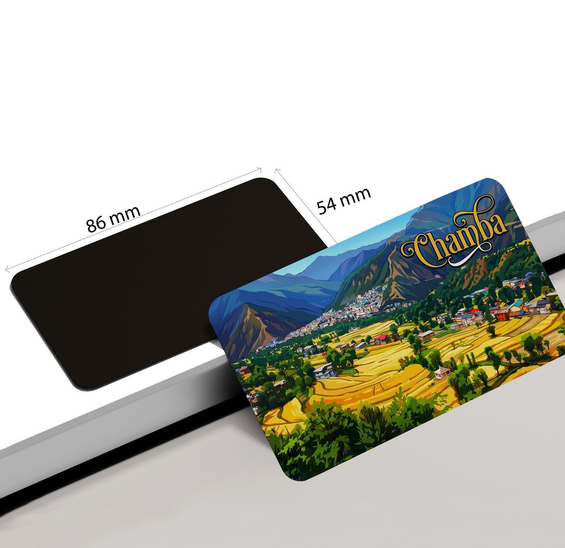 dhcrafts Multicolor Himachal Pradesh Chamba Design Rectangular Fridge Magnet Pack of 1 (8.6cm x 5.4cm)