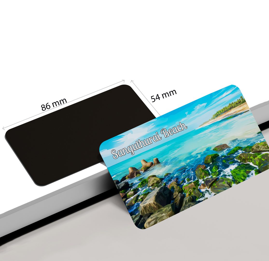 dhcrafts Multicolor Tamil Nadu Sanguthurai Beach Design Rectangular Fridge Magnet Pack of 1 (8.6cm x 5.4cm)