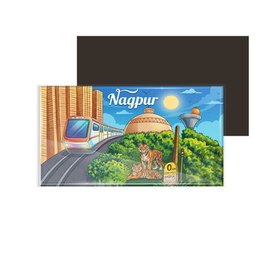 dhcrafts Multicolor Maharashtra Nagpur Design Rectangular Fridge Magnet Pack of 1 (8.6cm x 5.4cm)