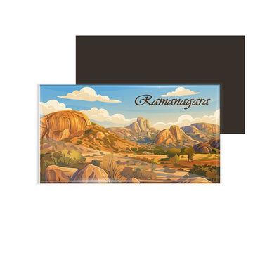 dhcrafts Multicolor Karnataka Ramanagara Design Rectangular Fridge Magnet Pack of 1 (8.6cm x 5.4cm)